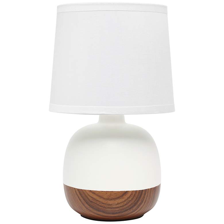 Image 2 Simple Designs 12 inch High Modern Faux Wood and Ceramic Table Lamp