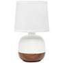 Simple Designs 12" High Modern Wood and Ceramic Table Lamp