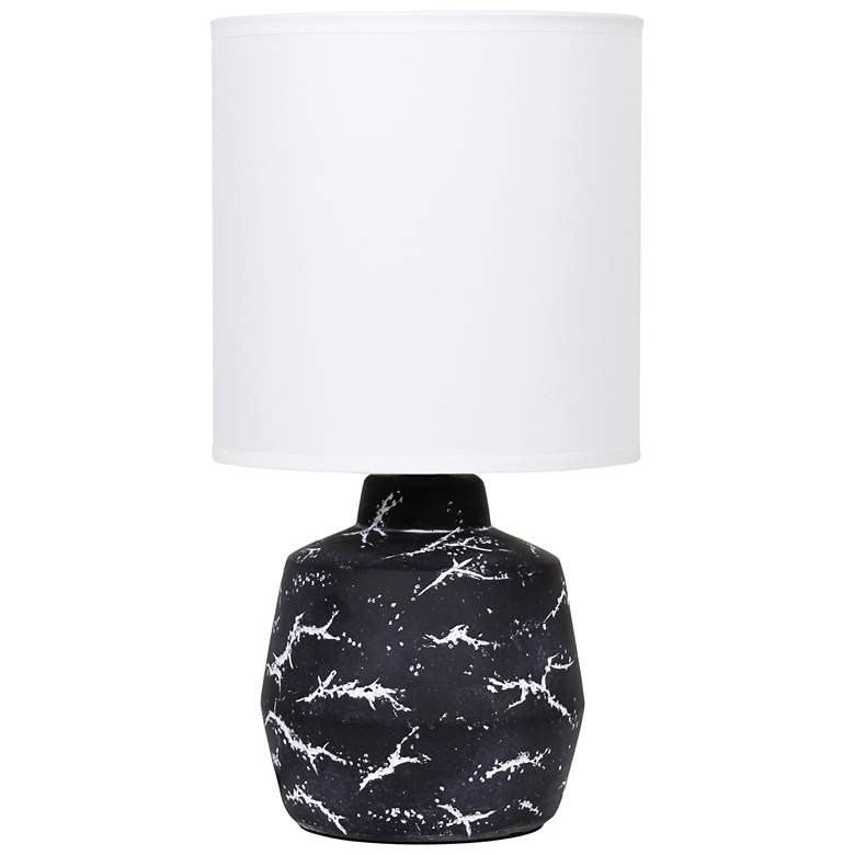 Image 2 Simple Designs 13.78" Chic Glow Marble Ceramic Tb Lp, Fabric Shade, Black
