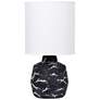 2_Simple Designs 13.78" Chic Glow Marble Ceramic Tb Lp, Fabric Shade, Black