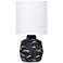Simple Designs 13.78" Chic Glow Marble Ceramic Tb Lp, Fabric Shade, Black