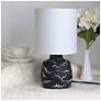 1_Simple Designs 13.78" Chic Glow Marble Ceramic Tb Lp, Fabric Shade, Black