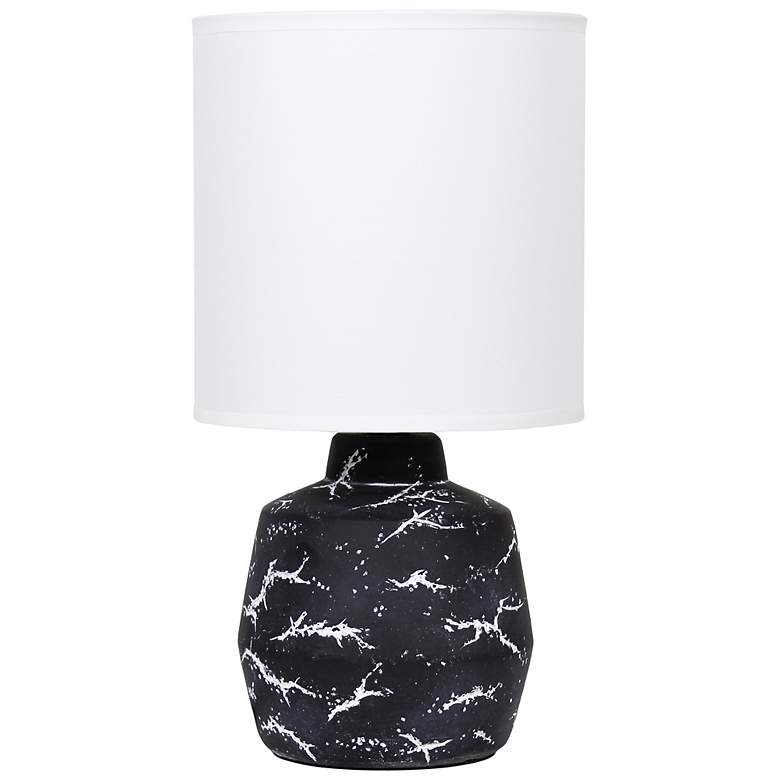 Image 3 Simple Designs 13.78" Chic Glow Marble Ceramic Tb Lp, Fabric Shade, Black more views