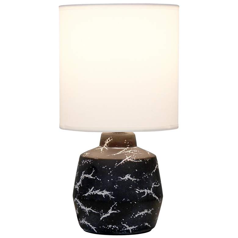 Image 4 Simple Designs 13.78" Chic Glow Marble Ceramic Tb Lp, Fabric Shade, Black more views