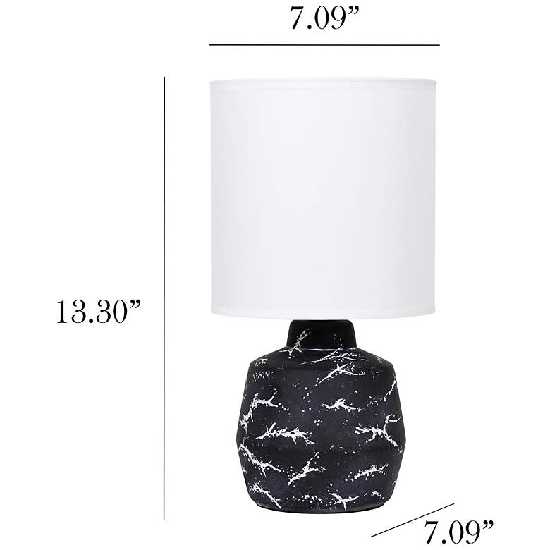 Image 5 Simple Designs 13.78" Chic Glow Marble Ceramic Tb Lp, Fabric Shade, Black more views