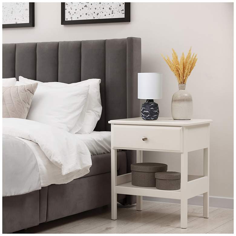 Image 6 Simple Designs 13.78" Chic Glow Marble Ceramic Tb Lp, Fabric Shade, Black more views