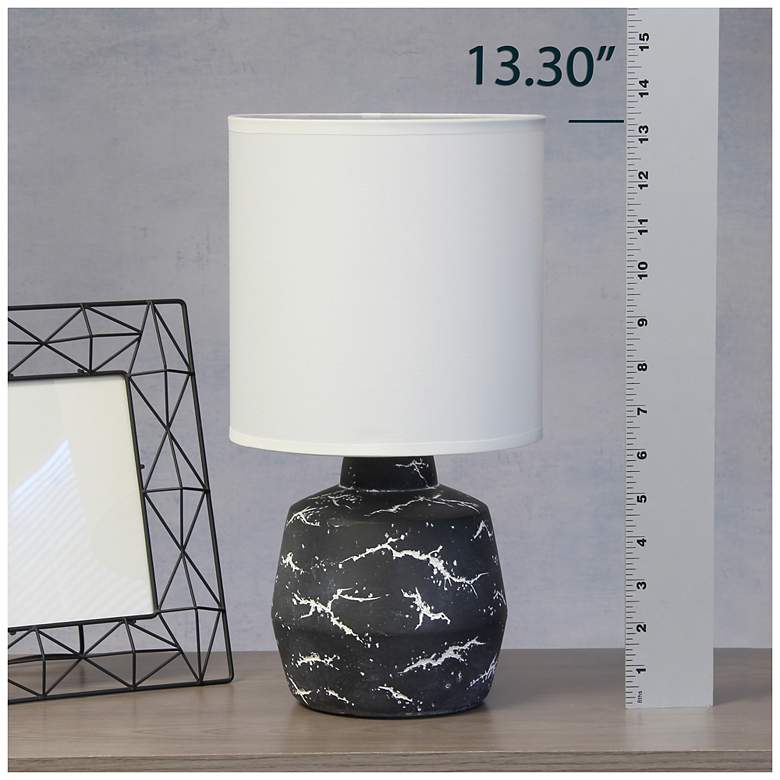 Image 7 Simple Designs 13.78" Chic Glow Marble Ceramic Tb Lp, Fabric Shade, Black more views