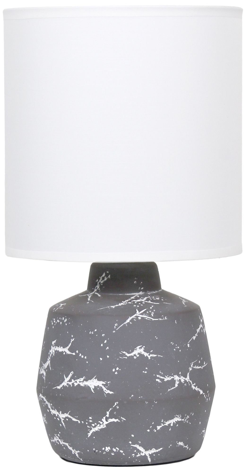 Image 2 Simple Designs 13.78" Chic Glow Marble Ceramic Tb Lp, Fabric Shade, Gray