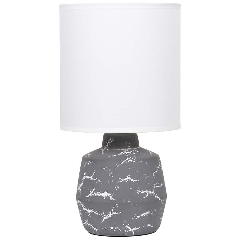 Image 2 Simple Designs 13.78" Chic Glow Marble Ceramic Tb Lp, Fabric Shade, Gray