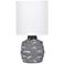 Simple Designs 13.78" Chic Glow Marble Ceramic Tb Lp, Fabric Shade, Gray
