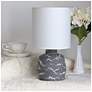 1_Simple Designs 13.78" Chic Glow Marble Ceramic Tb Lp, Fabric Shade, Gray