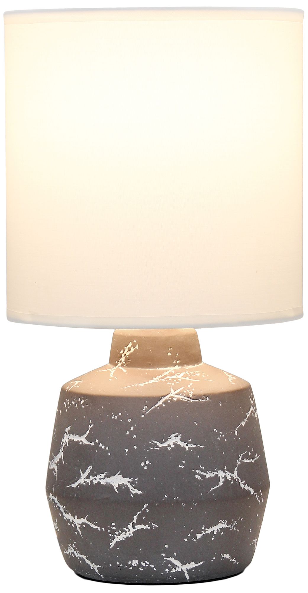 Image 4 Simple Designs 13.78" Chic Glow Marble Ceramic Tb Lp, Fabric Shade, Gray more views