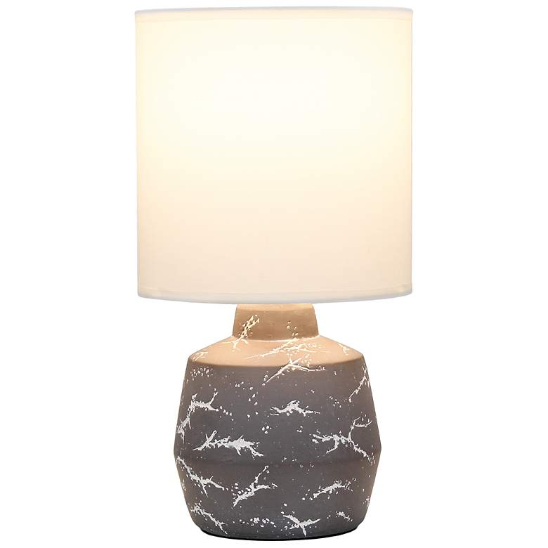 Image 4 Simple Designs 13.78" Chic Glow Marble Ceramic Tb Lp, Fabric Shade, Gray more views
