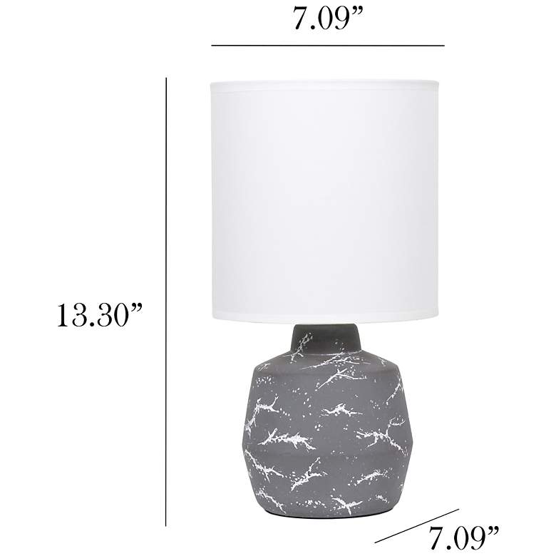 Image 5 Simple Designs 13.78" Chic Glow Marble Ceramic Tb Lp, Fabric Shade, Gray more views