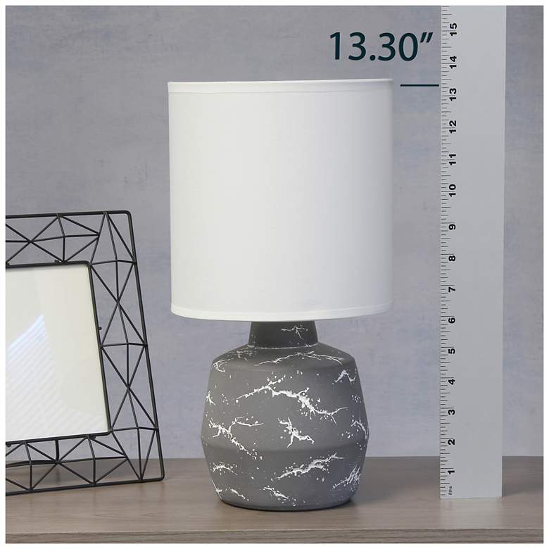 Image 7 Simple Designs 13.78" Chic Glow Marble Ceramic Tb Lp, Fabric Shade, Gray more views