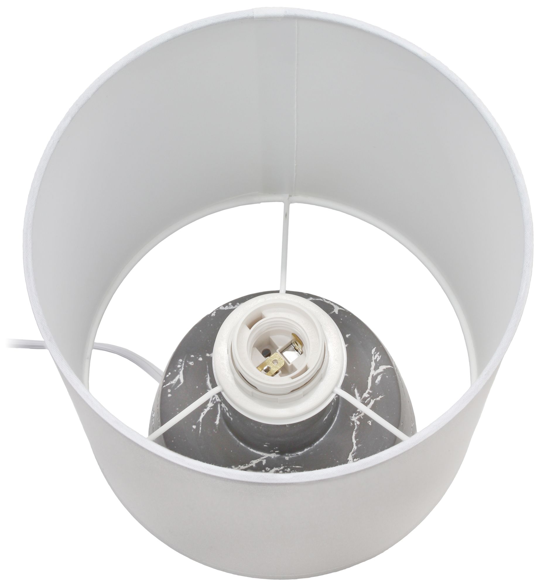 Simple Designs 13.78" Chic Glow Marble Ceramic Tb Lp, Fabric Shade, Gray