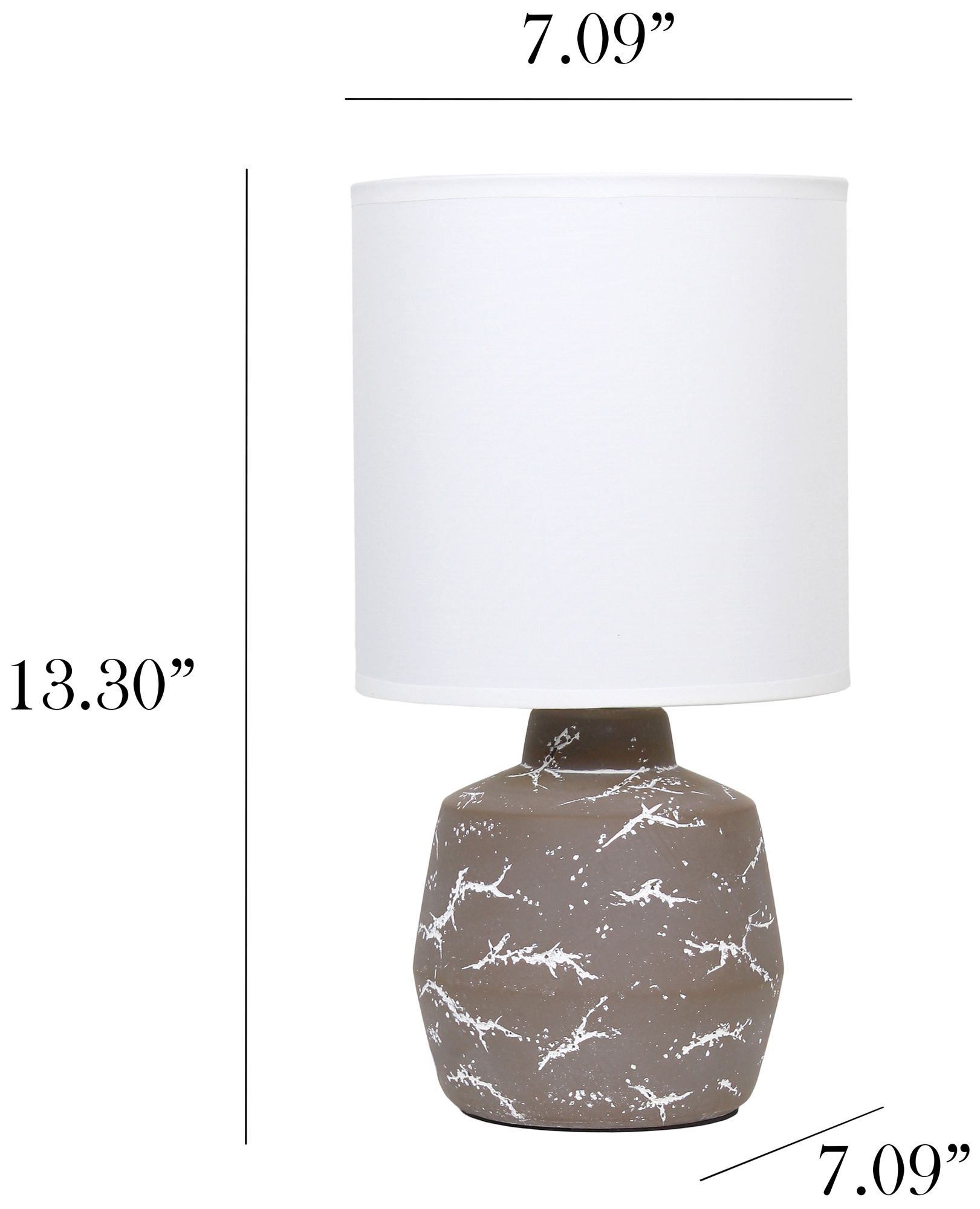 Simple Designs 13.78" Chic Glow Marble Inspired Crmc Tb Lp, Fbc Shd, Taupe