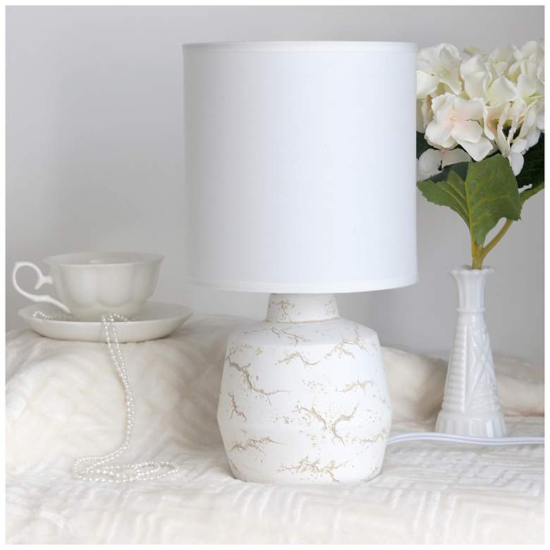 Image 1 Simple Designs 13.78" Chic Glow Marble Inspo Conc Tb Lp, Fbc Shade, Off Wht