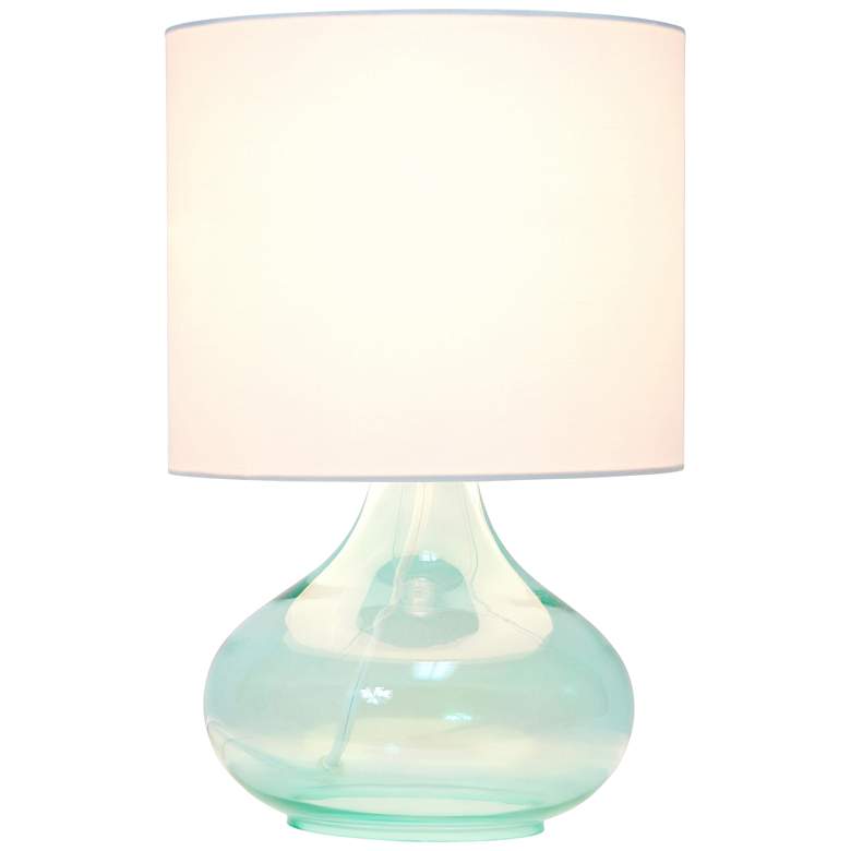 Image 3 Simple Designs 13 1/2" High Aqua Glass Accent Table Lamp more views