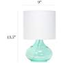 Simple Designs 13 1/2" High Aqua Glass Accent Table Lamp