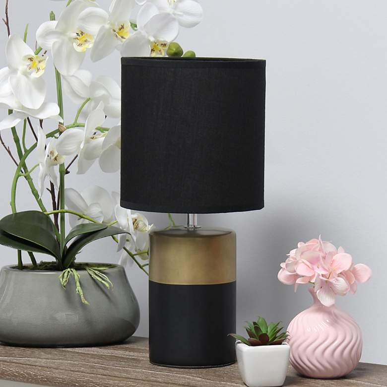 Image 1 Simple Designs 13 1/2 inch High Black Gold Accent Table Lamp