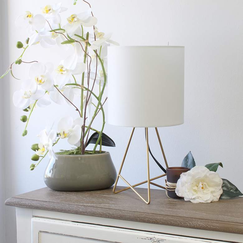 Image 1 Simple Designs 13 1/2" High Gold Metal Modern Accent Table Lamp