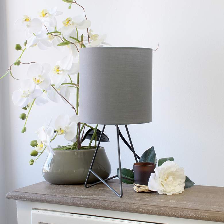 Image 1 Simple Designs 13 1/2" High Gray Metal Accent Table Lamp