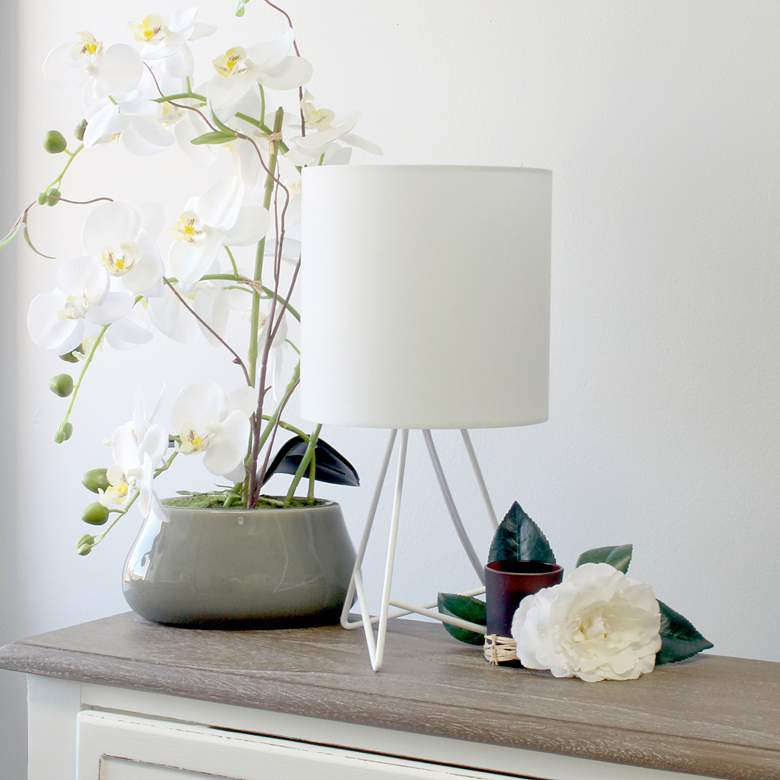 Image 1 Simple Designs 13 1/2" High White Metal Accent Table Lamp