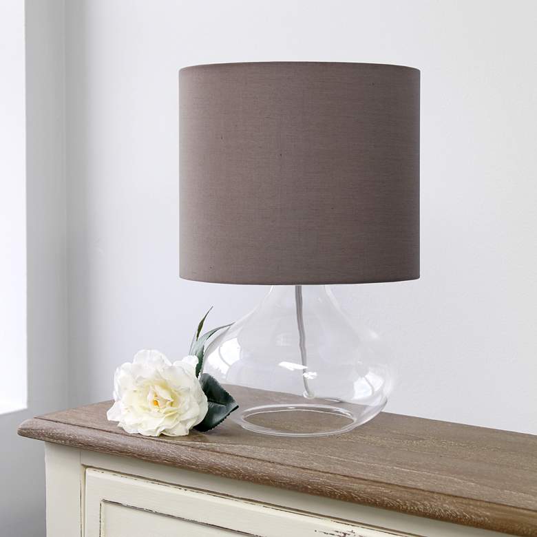 Image 1 Simple Designs 13 1/2"H Clear Glass Gray Accent Table Lamp