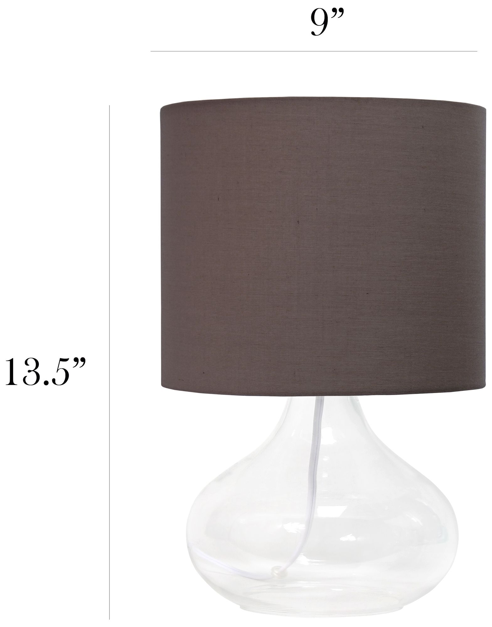 Simple Designs 13 1/2"H Clear Glass Gray Accent Table Lamp
