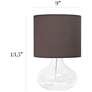 Simple Designs 13 1/2"H Clear Glass Gray Accent Table Lamp
