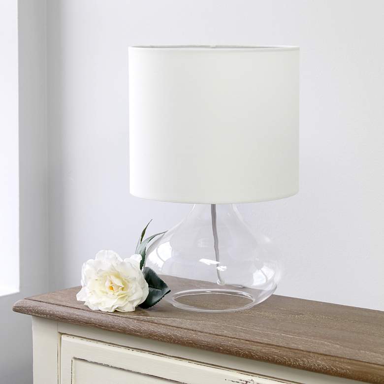 Image 1 Simple Designs 13 1/2 inchH Clear Glass White Accent Table Lamp