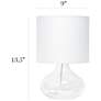 Simple Designs 13 1/2"H Clear Glass White Accent Table Lamp