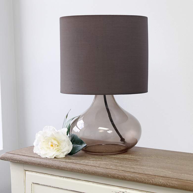 Image 1 Simple Designs 13 1/2 inchH Smoke Glass Gray Accent Table Lamp