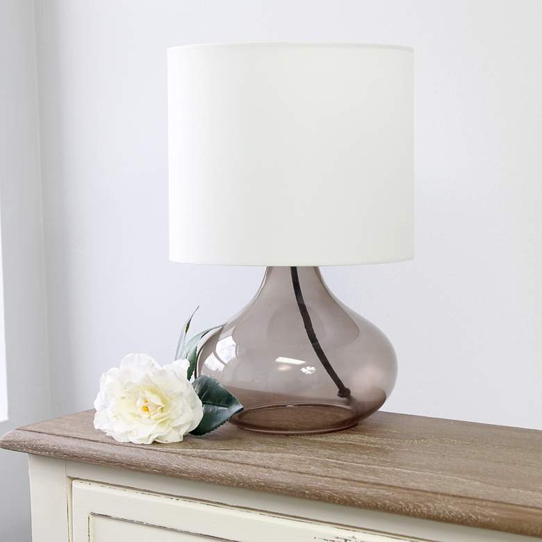 Image 1 Simple Designs 13 1/2 inchH Smoke Glass White Accent Table Lamp