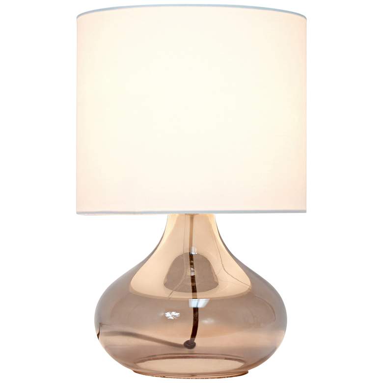 Image 3 Simple Designs 13 1/2 inchH Smoke Glass White Accent Table Lamp more views