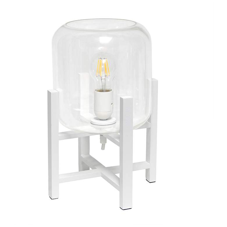 Image 2 Simple Designs 13 1/2"H White and Clear Glass Accent Lamp
