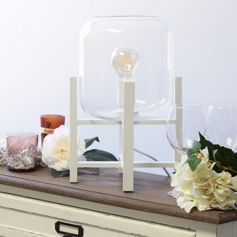 Image 1 Simple Designs 13 1/2"H White and Clear Glass Accent Lamp