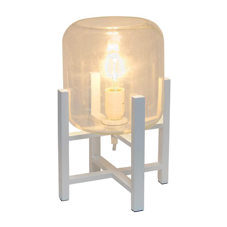 Image 3 Simple Designs 13 1/2 inchH White and Clear Glass Accent Lamp more views