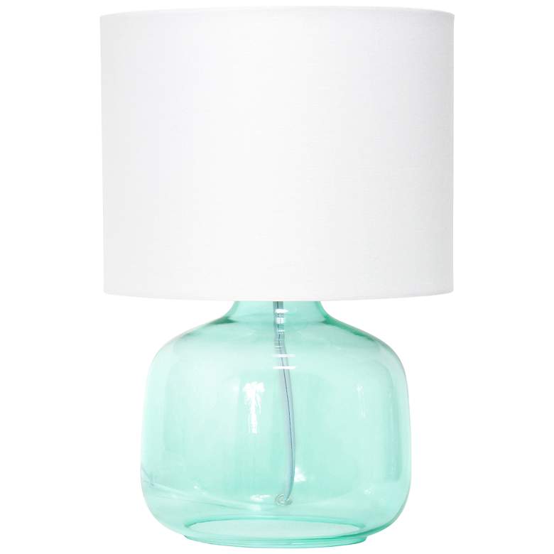 Image 2 Simple Designs 13" High Aqua Blue Accent Table Lamp with White Shade