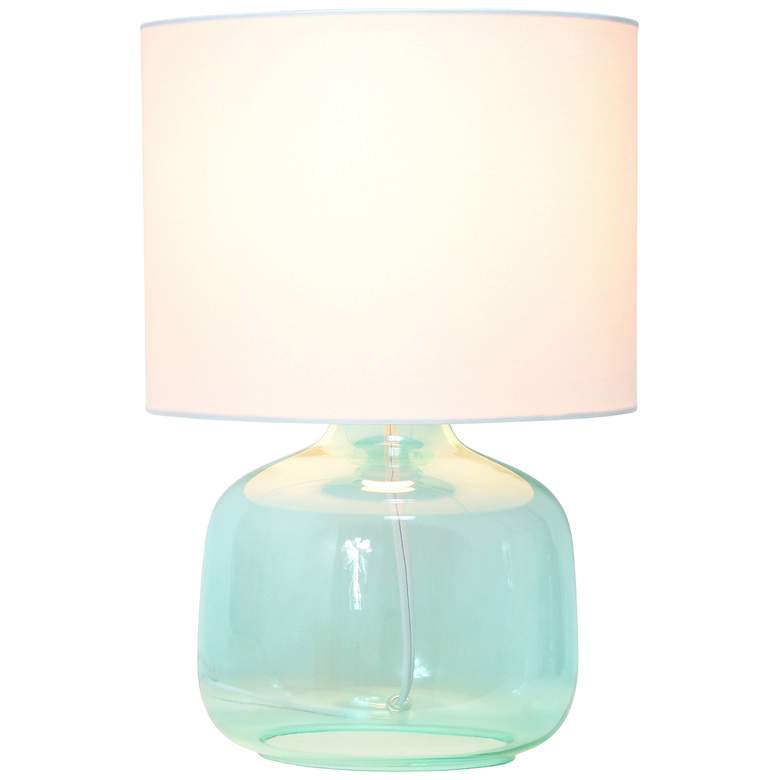 Image 3 Simple Designs 13" High Aqua Blue Accent Table Lamp with White Shade more views