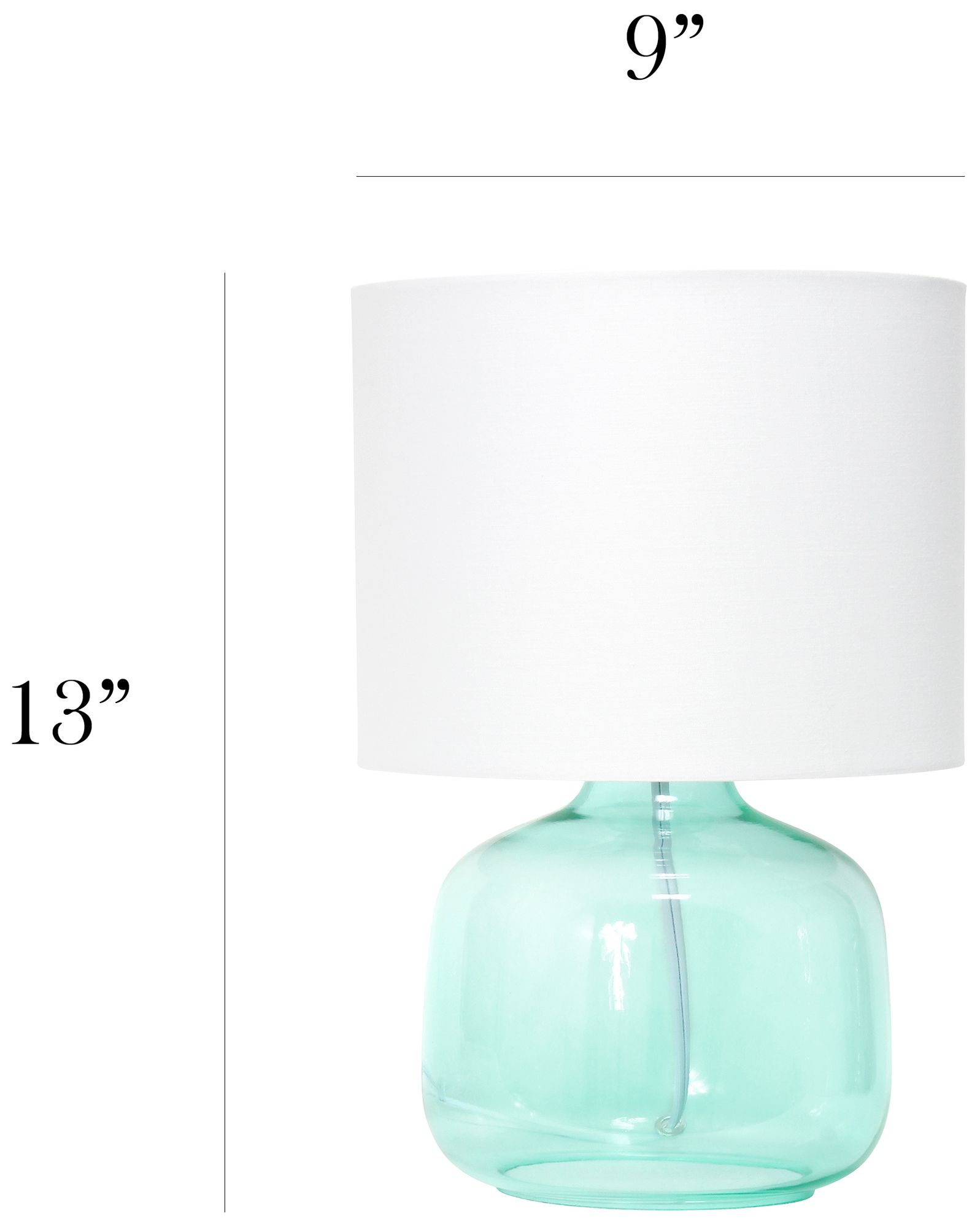 Simple Designs 13" High Aqua Blue Accent Table Lamp with White Shade
