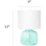 Simple Designs 13" High Aqua Blue Accent Table Lamp with White Shade