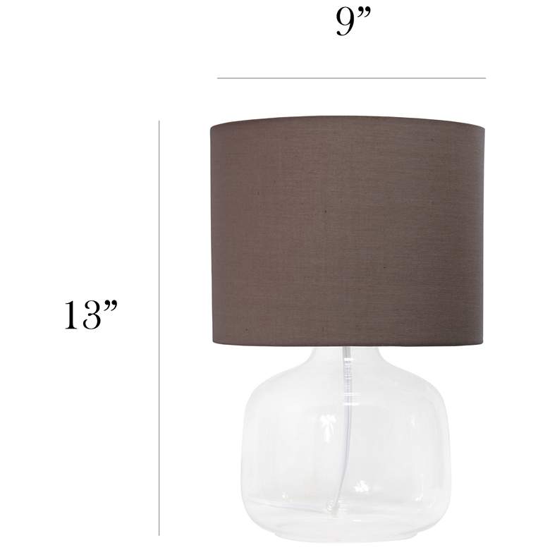 Image 7 Simple Designs 13 inch High Clear Glass Gray Accent Table Lamp more views