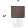 Simple Designs 13" High Clear Glass Gray Accent Table Lamp