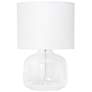 Simple Designs 13" High Clear Glass White Accent Table Lamp