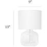 Simple Designs 13" High Clear Glass White Accent Table Lamp