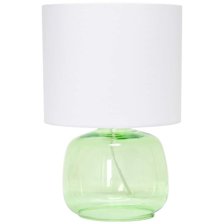 Image 2 Simple Designs 13" High Green Glass Accent Table Lamp