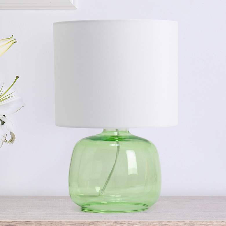Image 1 Simple Designs 13" High Green Glass Accent Table Lamp