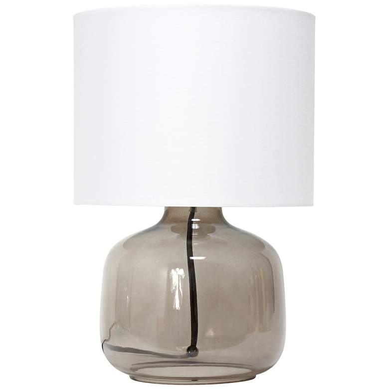 Image 2 Simple Designs 13 inch High Smoke Glass White Accent Table Lamp